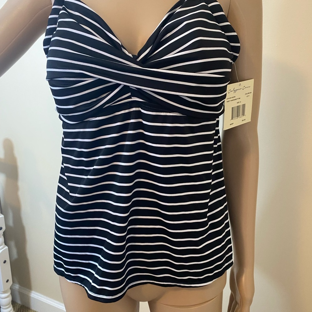 Black and White Striped Swimsuit Top